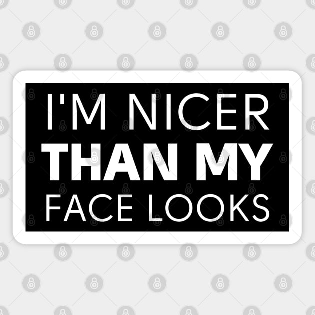 I'm Nicer Than My Face Looks-Sarcastic Saying Magnet by HobbyAndArt